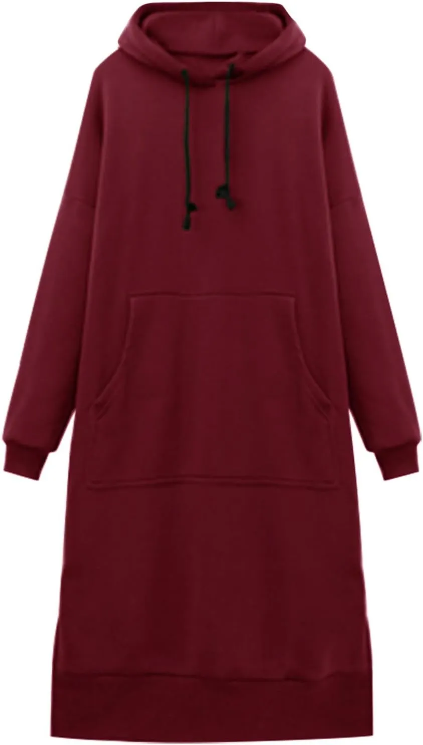 Womens Casual Pullover Sweatshirt Oversized Drawstring Hoodies Long Cape Cloak Sweatshirt Dress with Kangaroo Pocket