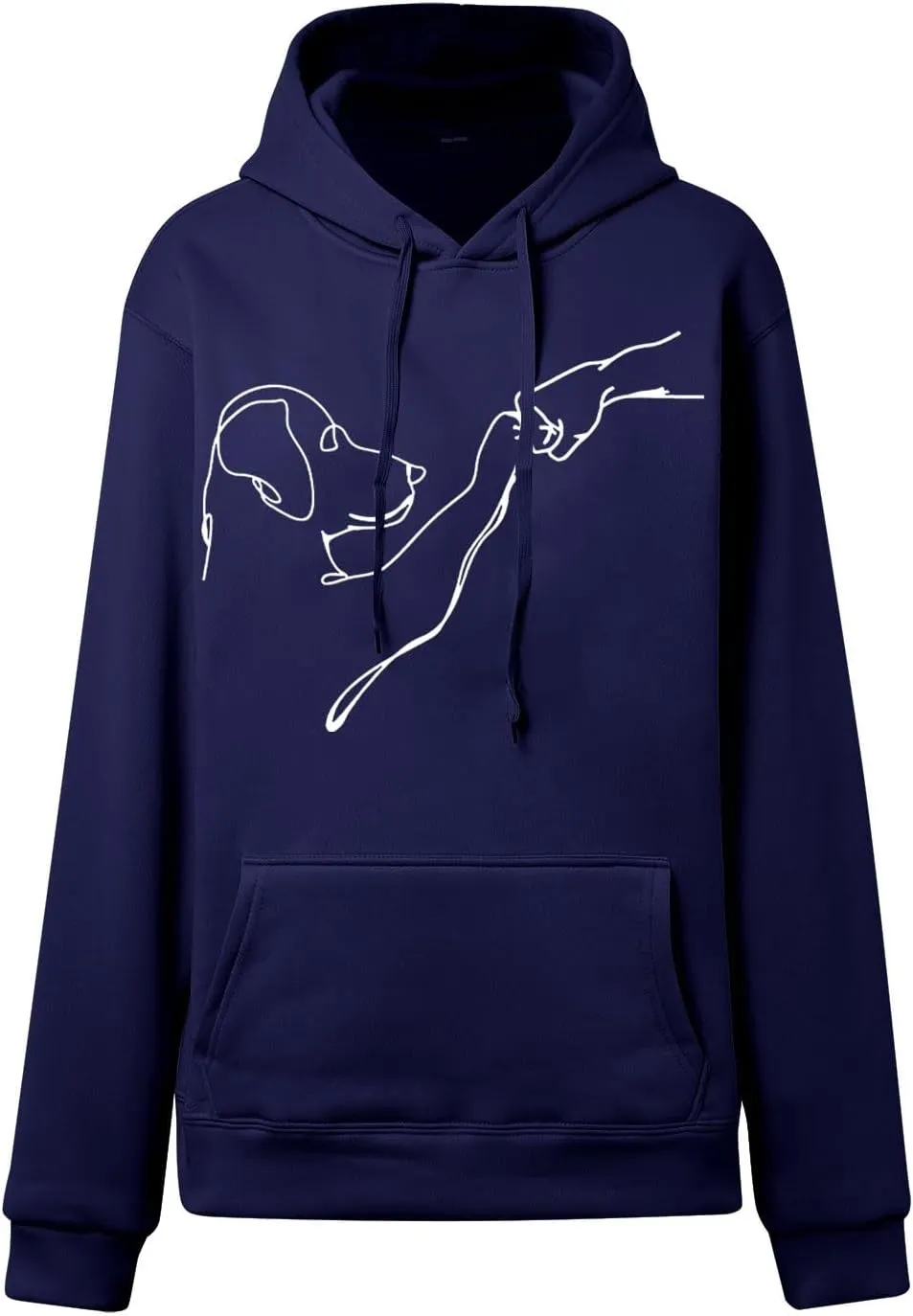 Womens Cute Dog Printed Hoodies Dog Lover Long Sleeve Pullover Hooded Drop Shoulder Sweatshirt Tops 2024 Fall Outfits