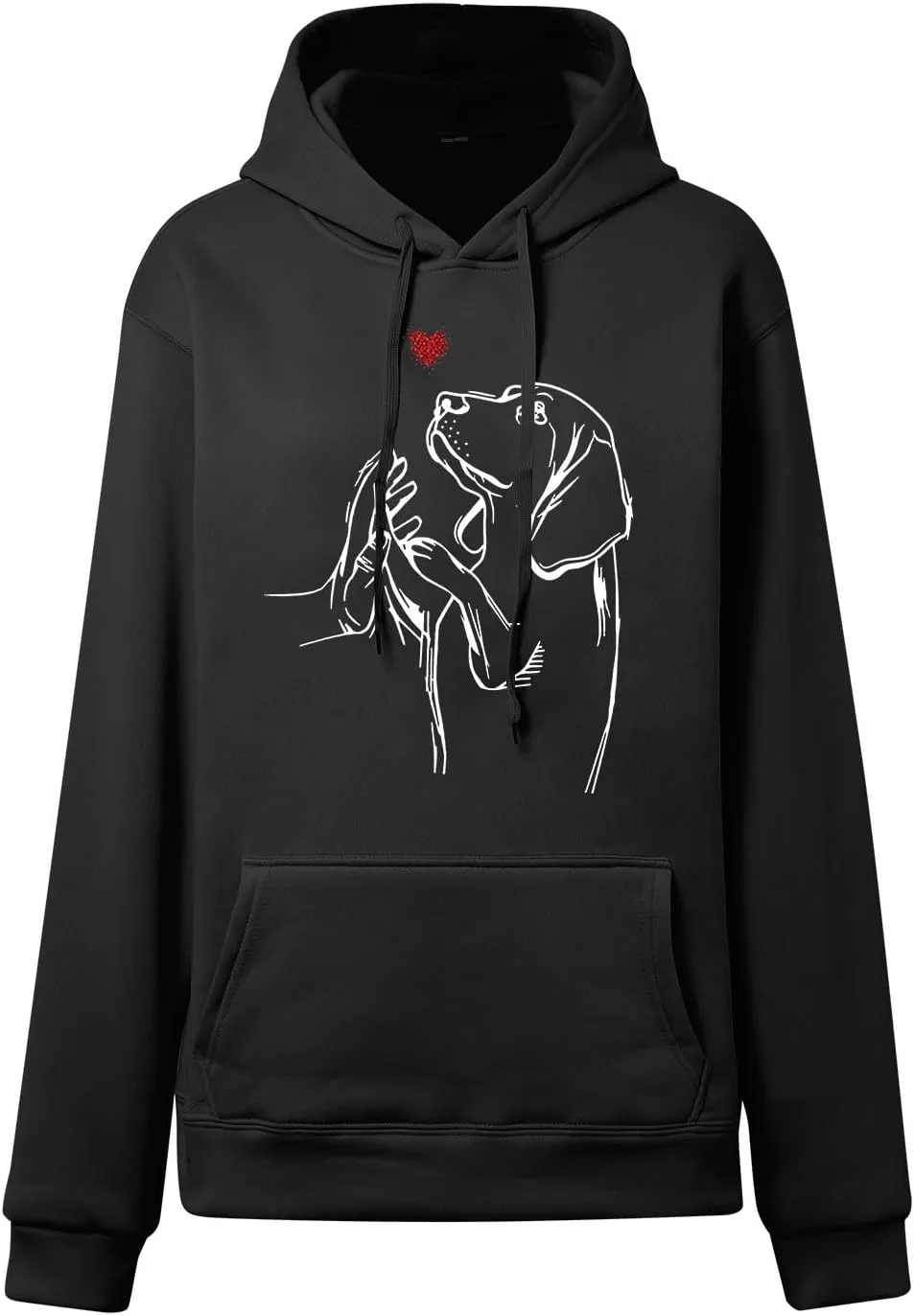 Womens Cute Dog Printed Hoodies Dog Lover Long Sleeve Pullover Hooded Drop Shoulder Sweatshirt Tops 2024 Fall Outfits