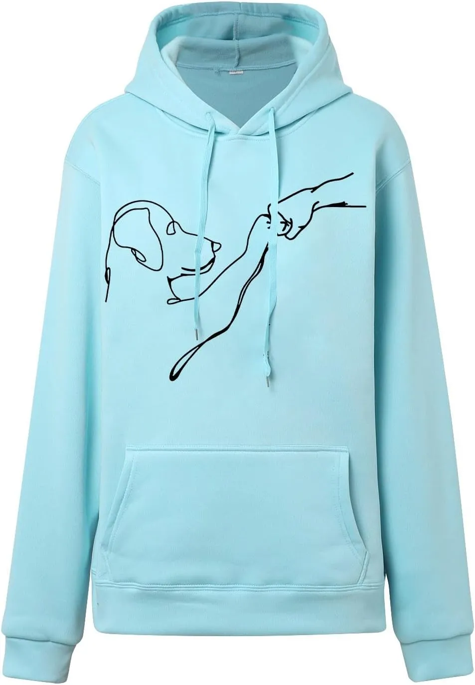 Womens Cute Dog Printed Hoodies Dog Lover Long Sleeve Pullover Hooded Drop Shoulder Sweatshirt Tops 2024 Fall Outfits