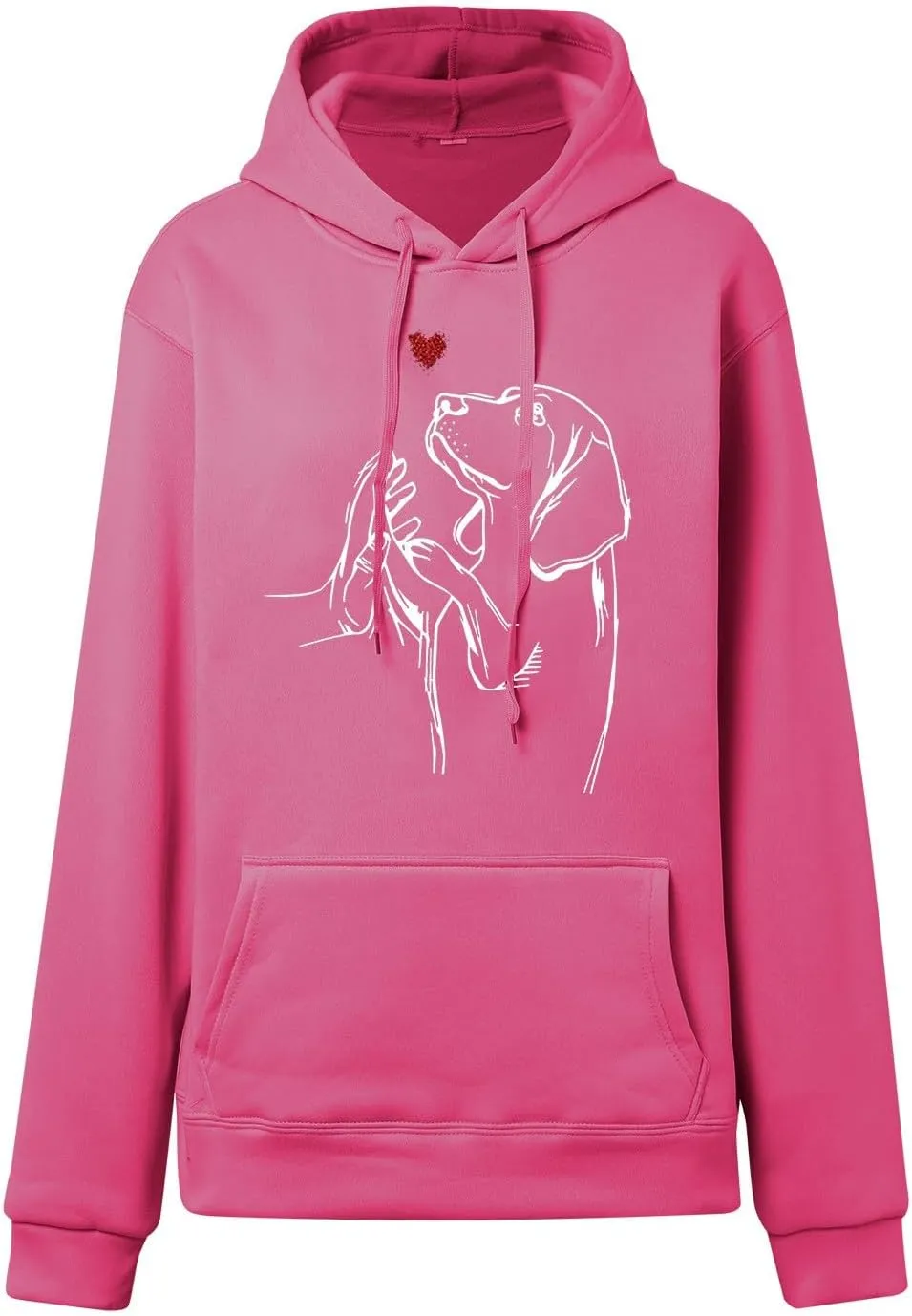 Womens Cute Dog Printed Hoodies Dog Lover Long Sleeve Pullover Hooded Drop Shoulder Sweatshirt Tops 2024 Fall Outfits
