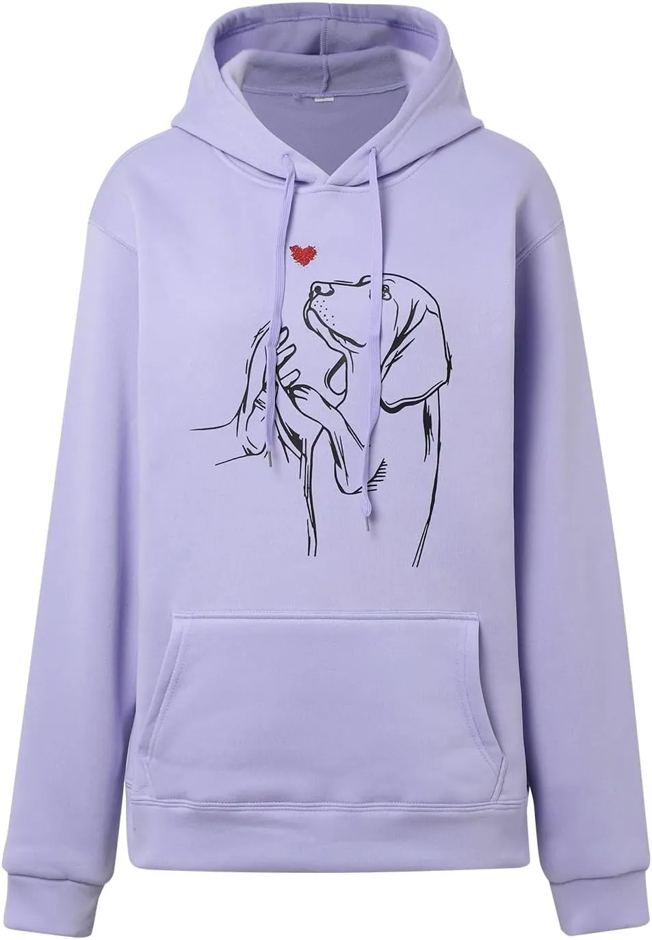 Womens Cute Dog Printed Hoodies Dog Lover Long Sleeve Pullover Hooded Drop Shoulder Sweatshirt Tops 2024 Fall Outfits