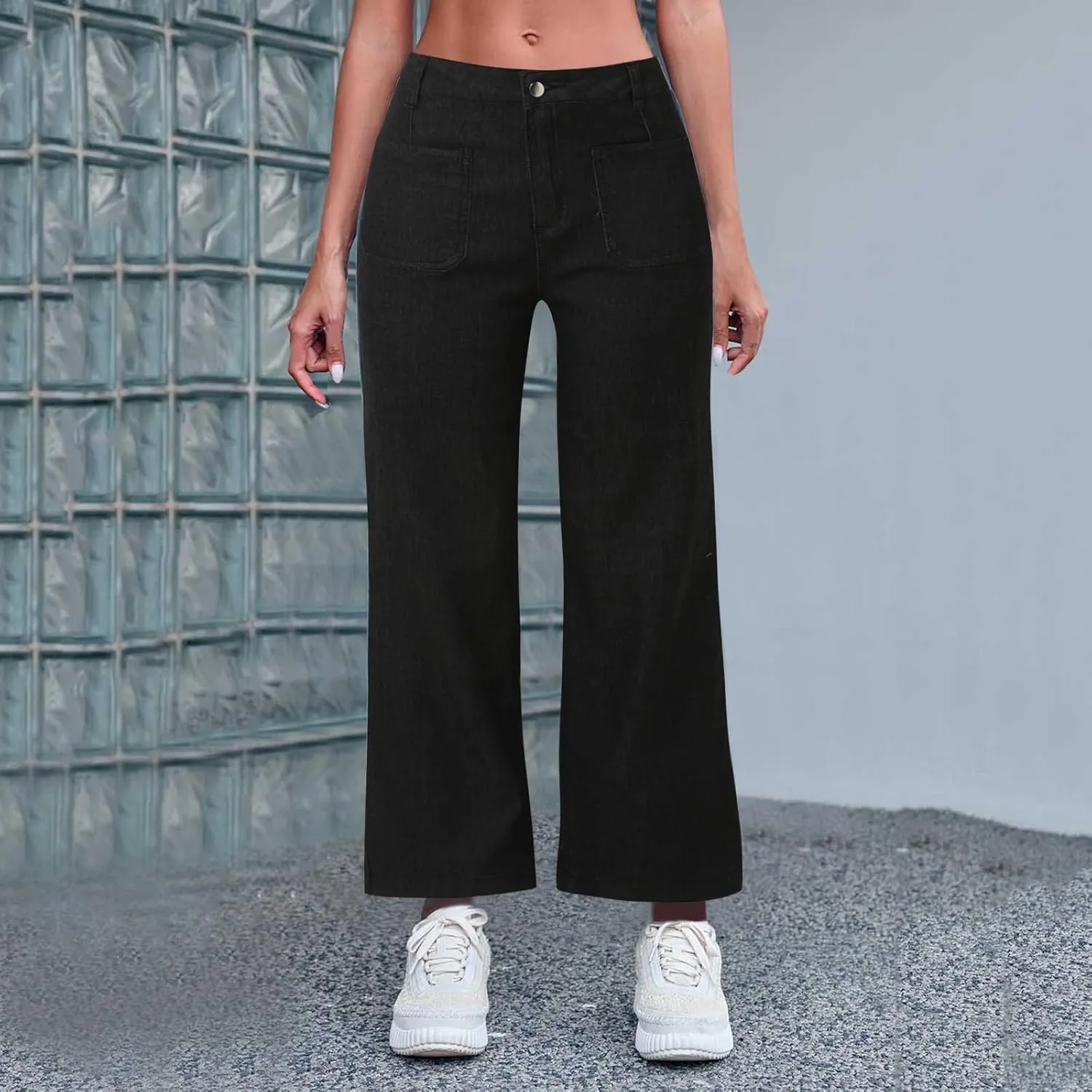 Women's Flare Jeans High Waisted Baggy Straight Leg Barrel Jeans Casual Stretch Wide Leg Bootcut Denim Pant Trouser