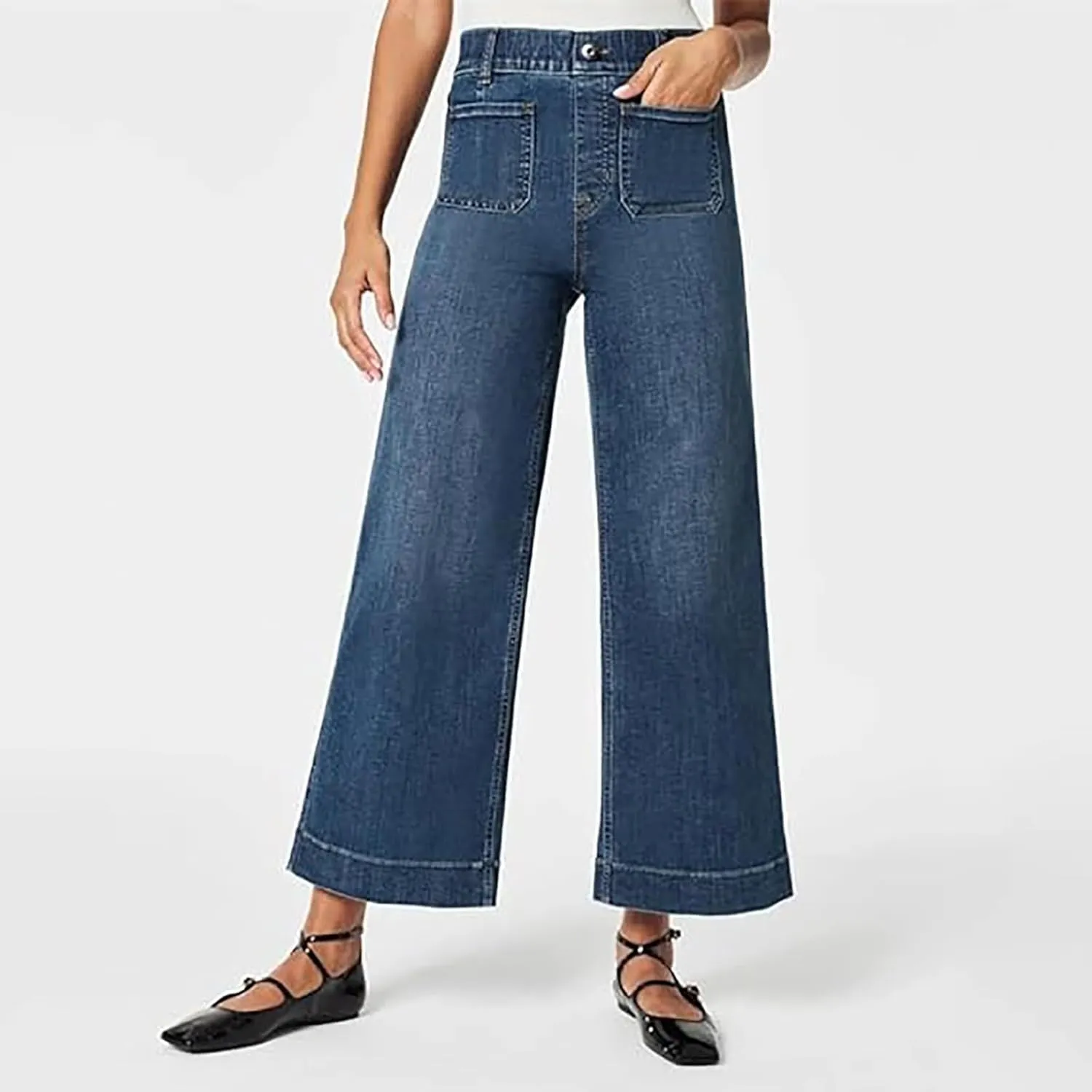 Women's Flare Jeans High Waisted Baggy Straight Leg Barrel Jeans Casual Stretch Wide Leg Bootcut Denim Pant Trouser