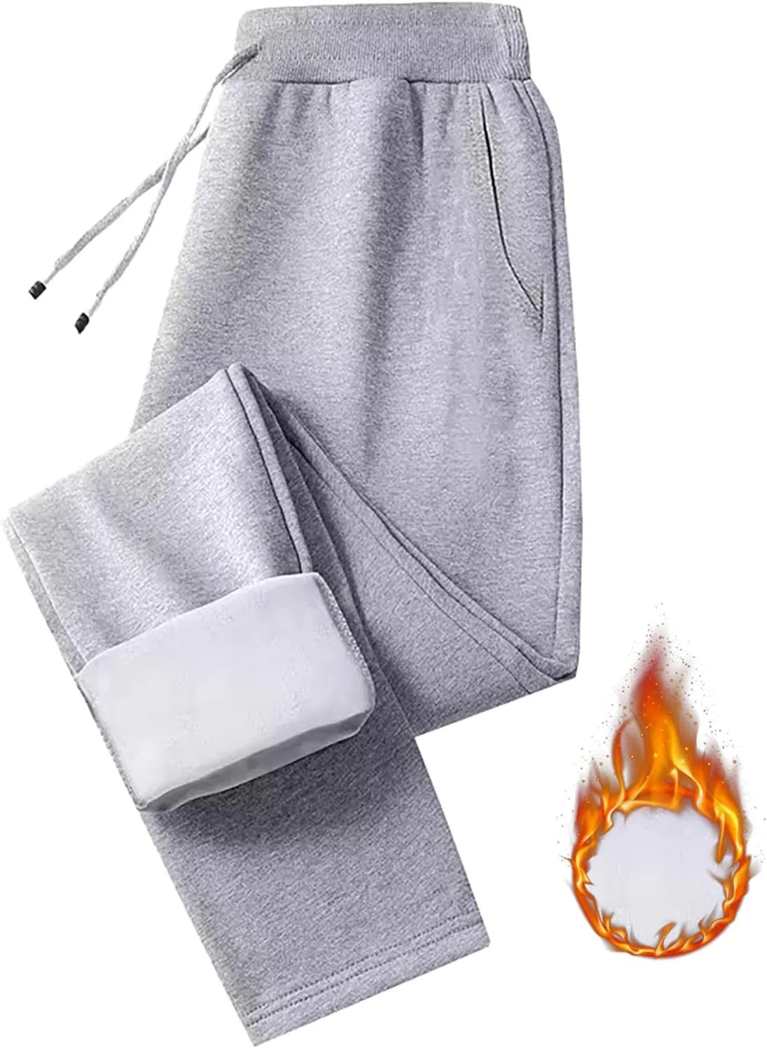 Women's Fleece Lined Joggers Winter Thermal Sweatpants High Waisted Drawstring Joggers Pants with Pockets