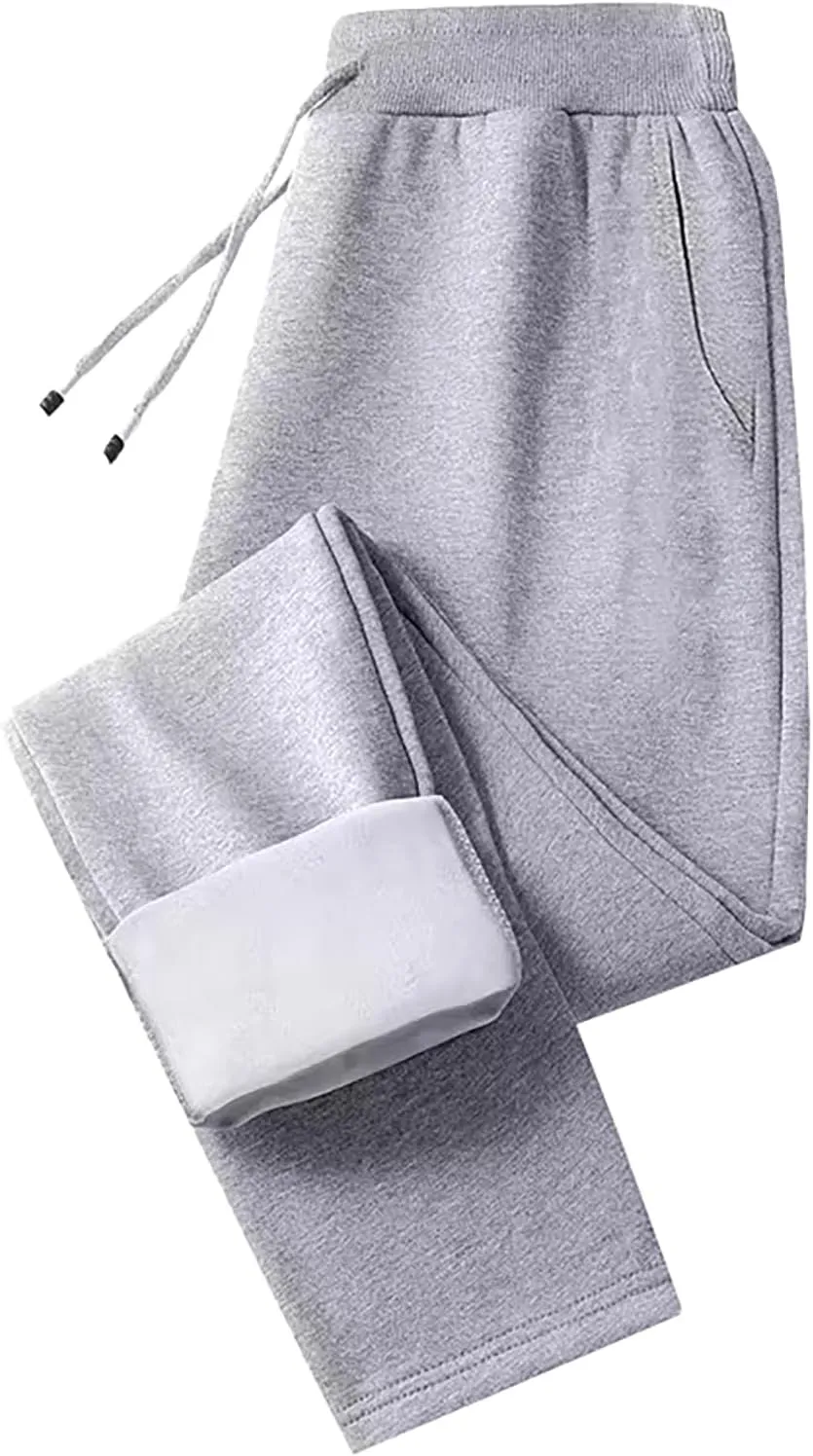 Women's Fleece Lined Joggers Winter Thermal Sweatpants High Waisted Drawstring Joggers Pants with Pockets