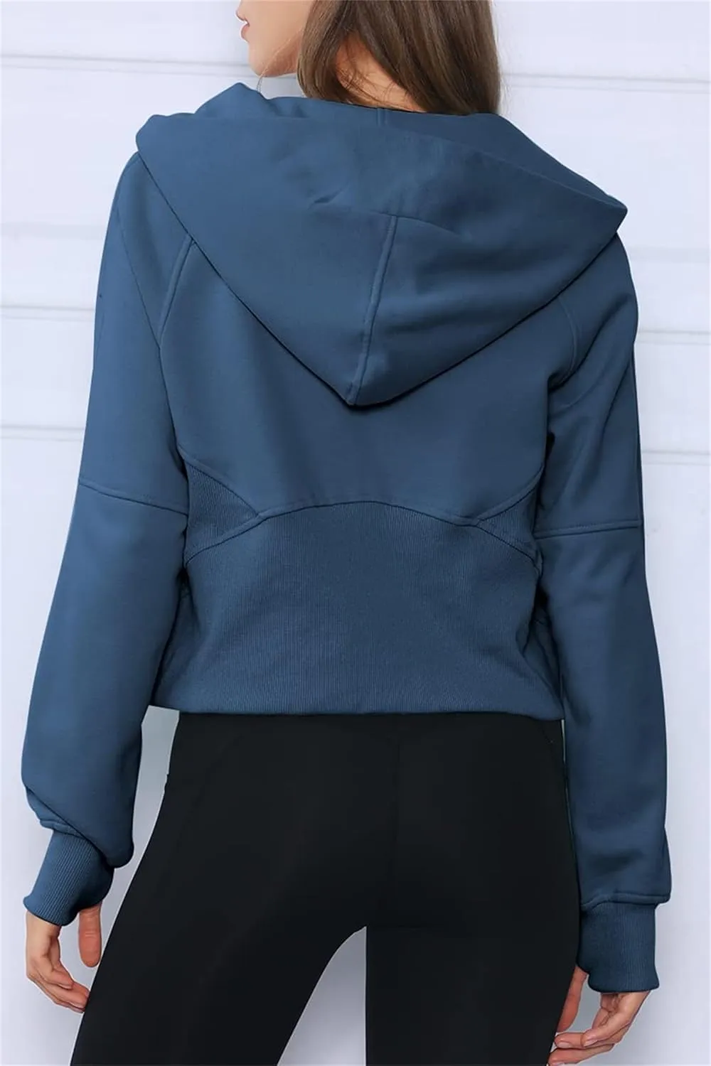 Womens Half Zip Cropped Pullover Sweatshirts Fleece Quarter Zipper Hoodies Fall Outfits Clothes Thumb Hole