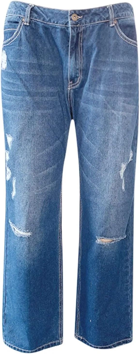 Womens High Waisted Jeans Waisted Trousers Jeans Lace Poket Denim Women's Jeans Straight Leg Loose Stretchy Straight