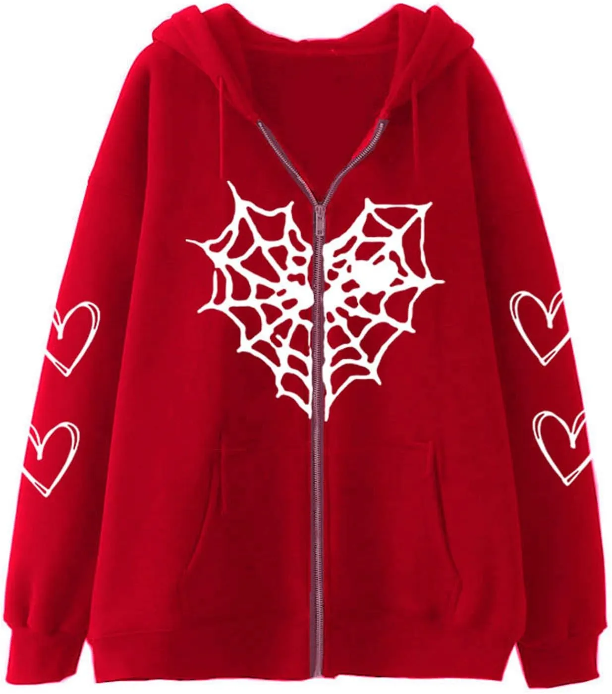 Womens Hooded Sweatshirt Coat Fashion Print Casual Zipper Hoodies with Pockets Baggy Lightweight Jacket Fall Outfits