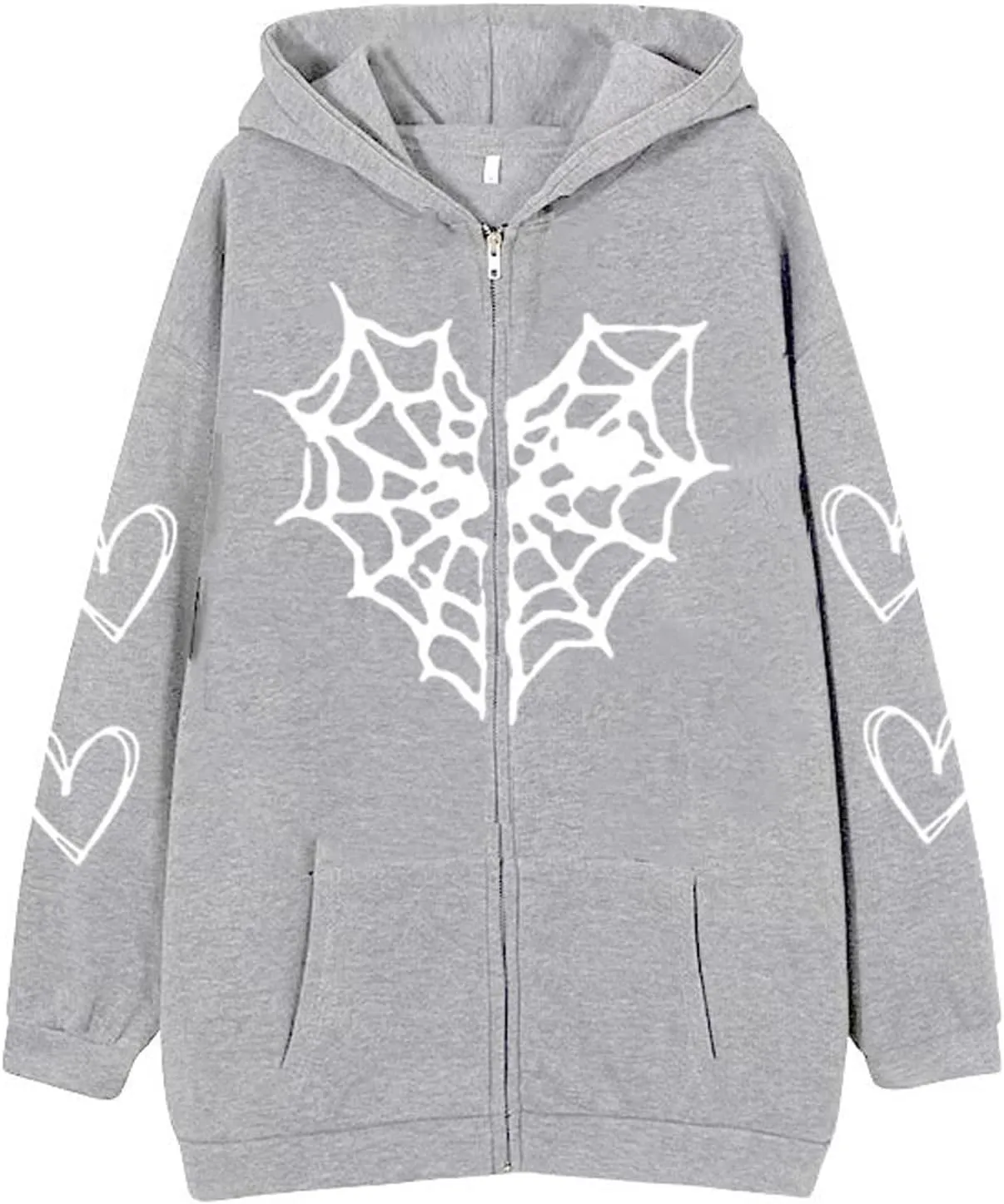 Womens Hooded Sweatshirt Coat Fashion Print Casual Zipper Hoodies with Pockets Baggy Lightweight Jacket Fall Outfits