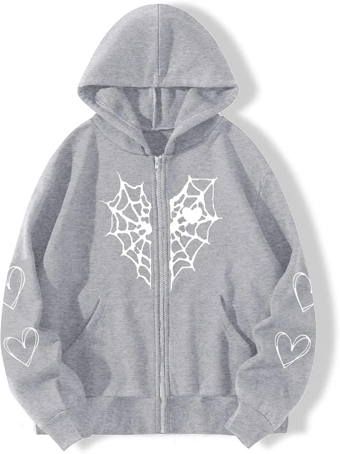 Womens Hooded Sweatshirt Coat Fashion Print Casual Zipper Hoodies with Pockets Baggy Lightweight Jacket Fall Outfits