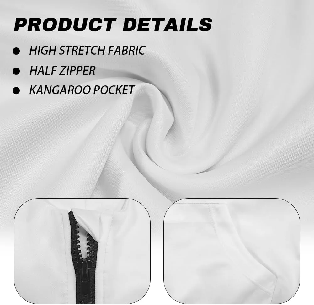 Womens Hoodies Half Zip CropTops Lightweight Stretch Cropped Sweatshirts Custom Loose Pullover with Kangaroo Pocket