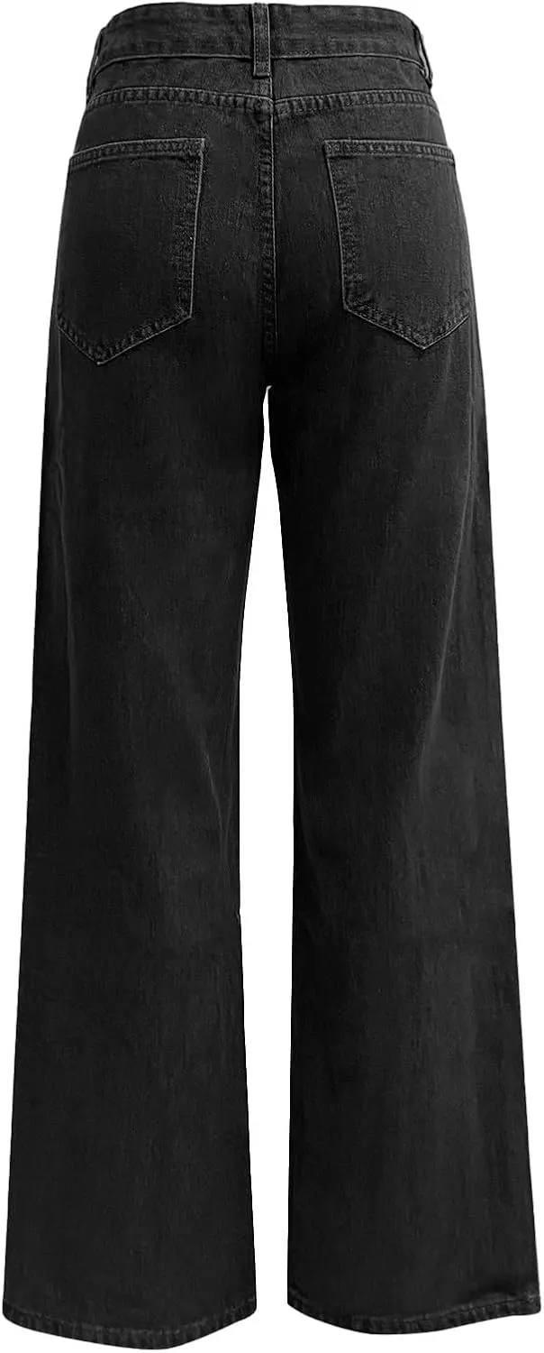 Women's Jeans High Waisted Wide Leg Straight Denim Pants Plus Size Stretch Bootcut Loose Casual Y2K Ankle Trendy with Pockets