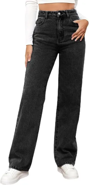 Women's Jeans High Waisted Wide Leg Straight Denim Pants Plus Size Stretch Bootcut Loose Casual Y2K Ankle Trendy with Pockets