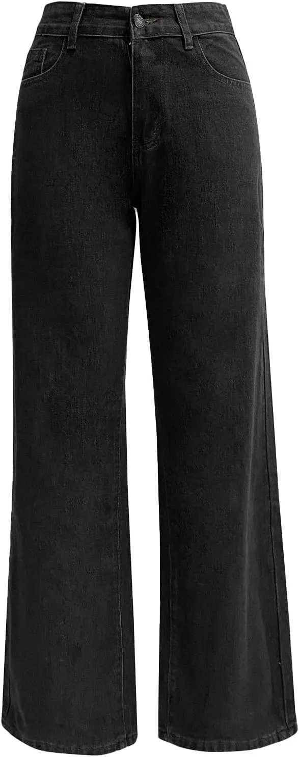 Women's Jeans High Waisted Wide Leg Straight Denim Pants Plus Size Stretch Bootcut Loose Casual Y2K Ankle Trendy with Pockets