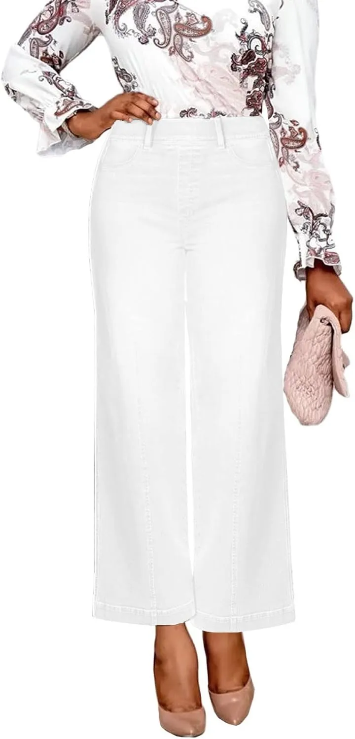 Womens Jeans Wide Leg Jeans Casual Fashion Straight Leg Loose Stretchy Tummy Control Trendy Jeans for Women 2024