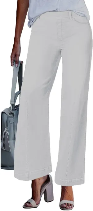 Womens Jeans Wide Leg Jeans Casual Fashion Straight Leg Loose Stretchy Tummy Control Trendy Jeans for Women 2024
