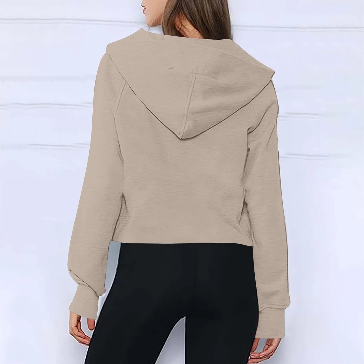 Womens Lightweight Sweatshirts Casual Half Zipper Hoodies Fashion Elegant Solid Long Sleeve Pocket Sport Pullover Tops