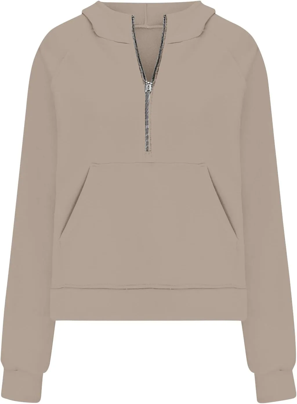 Womens Lightweight Sweatshirts Casual Half Zipper Hoodies Fashion Elegant Solid Long Sleeve Pocket Sport Pullover Tops