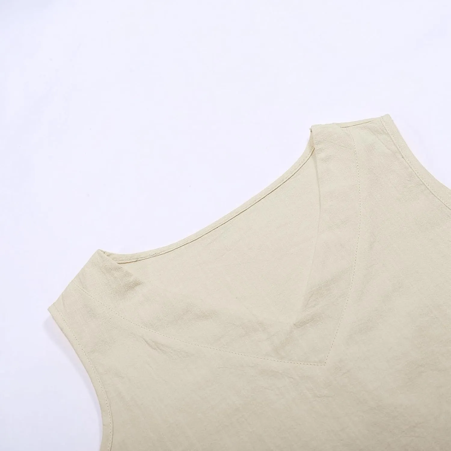 Womens Linen Shirts V-Neck Buttons Blouses Embroidery Plus Size Tops Short Sleeve Loose Fit T Shirts