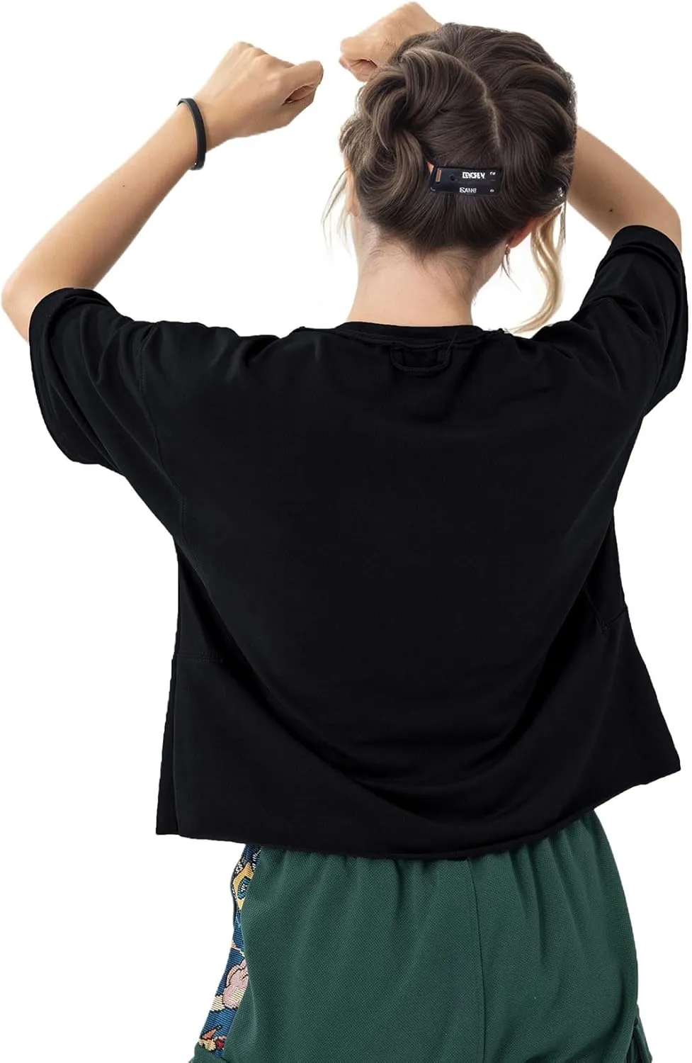 Women's Oversize Workout Crop Tops Casual Short Sleeve Drop Shoulder Boxy T-Shirts Roll Hem Basic Loose for 2025