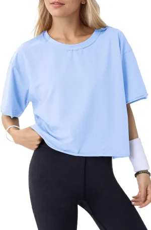 Women's Oversize Workout Crop Tops Casual Short Sleeve Drop Shoulder Boxy T-Shirts Roll Hem Basic Loose for 2025