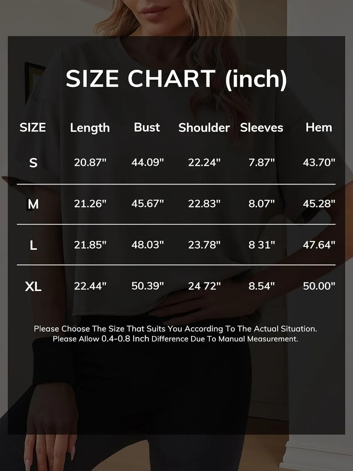 Women's Oversize Workout Crop Tops Casual Short Sleeve Drop Shoulder Boxy T-Shirts Roll Hem Basic Loose Yoga Running Tees