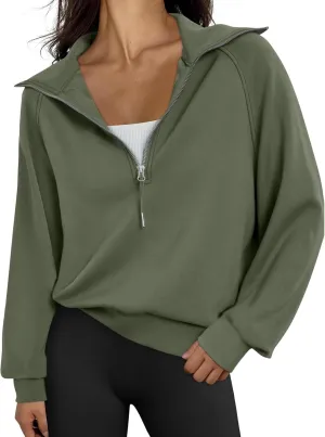 Womens Oversized Sweatshirts Fleece Half Zip Pullover Long Sleeve Teen Girls Fall Y2K Clothes