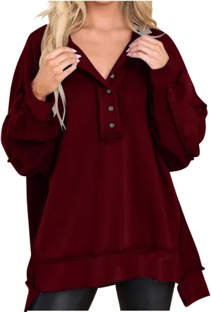 Womens Oversized Sweatshirts Hoodies Casual Blouses for Women Crewneck Loose Fit T Shirts Trendy Tunics Sweatshirts