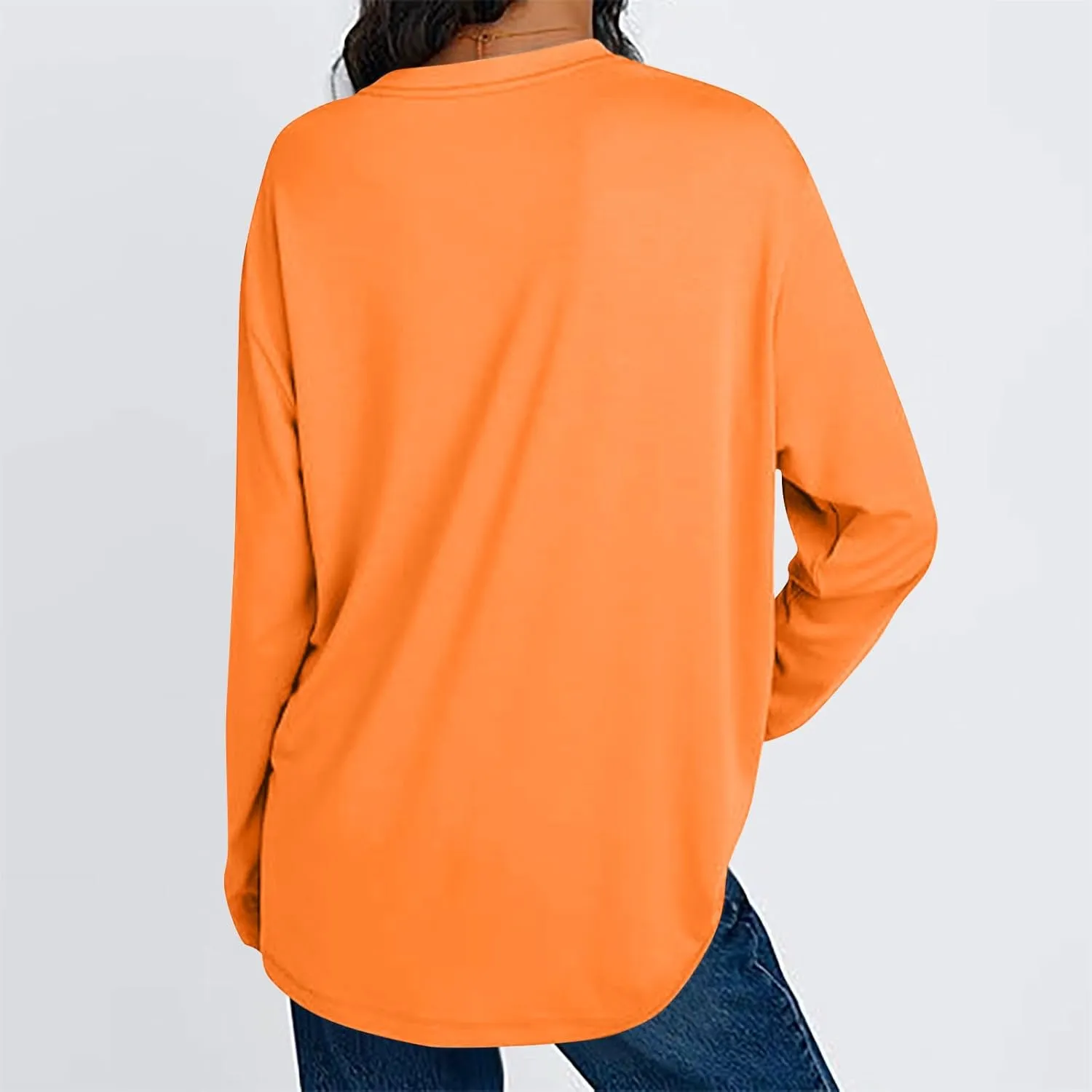 Womens Oversized Tops Long Sleeve Lightweight Shirts 2025 Spring Fashion Trendy Tops Crewneck Casual Solid Basic Tee