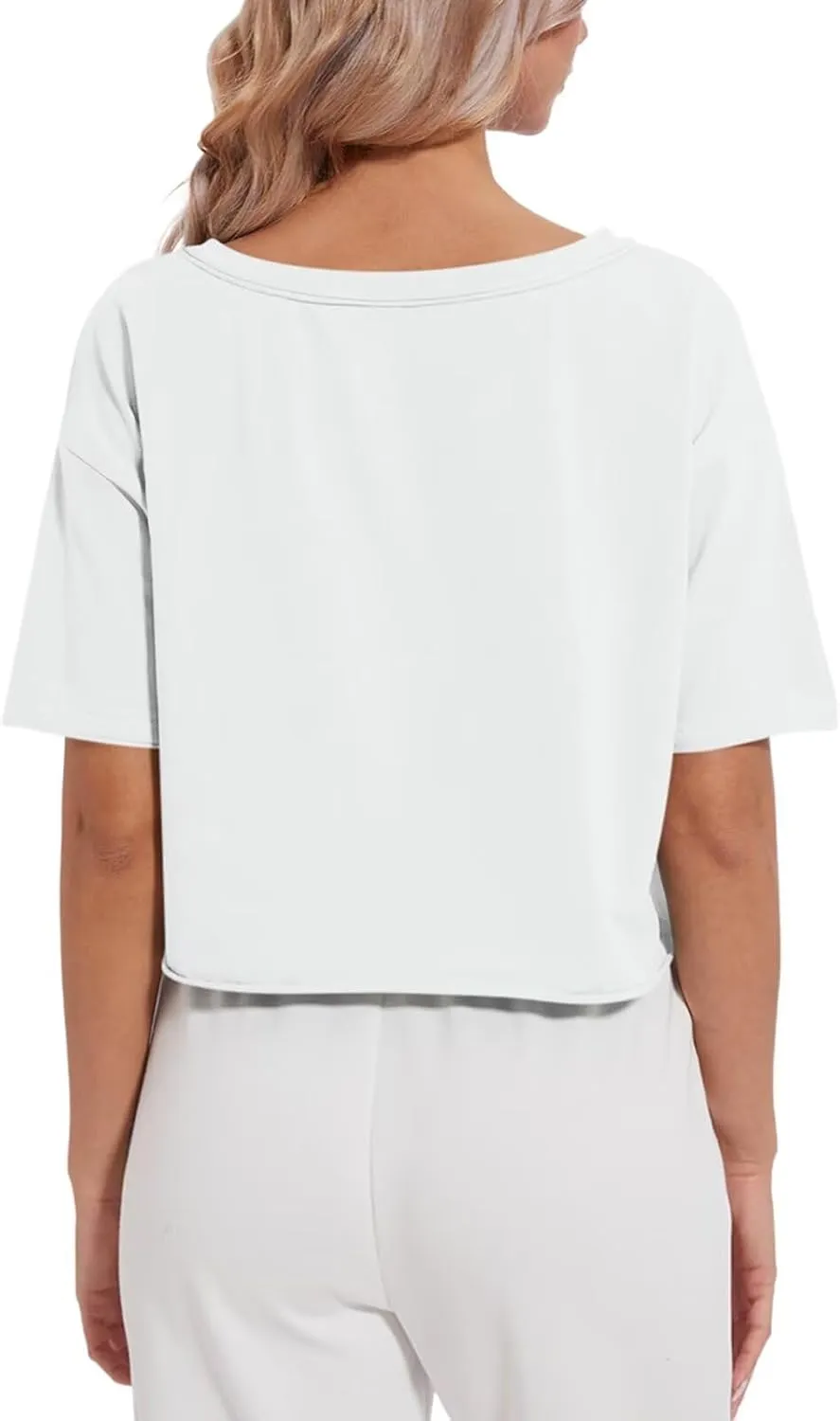 Womens Oversized V Neck Crop Tops Cotton Short Sleeve Boxy T-Shirts Workout Tops Tees 2025 Spring Summer Tops