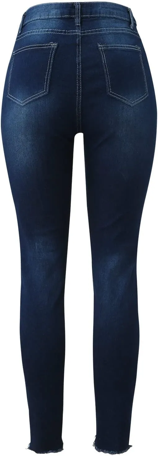 Womens Skinny Jeans Stretchy Mid Rise Jean Pants Curvy Cowboy Pants Vintage Club Outfits with Pockets