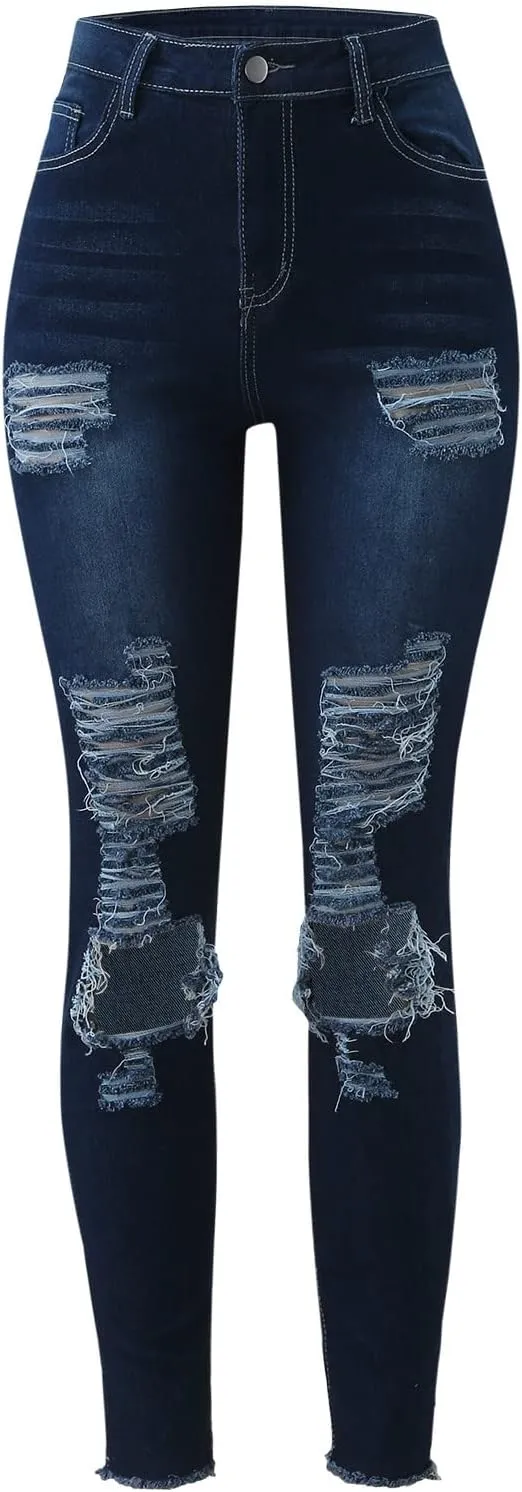 Womens Skinny Jeans Stretchy Mid Rise Jean Pants Curvy Cowboy Pants Vintage Club Outfits with Pockets