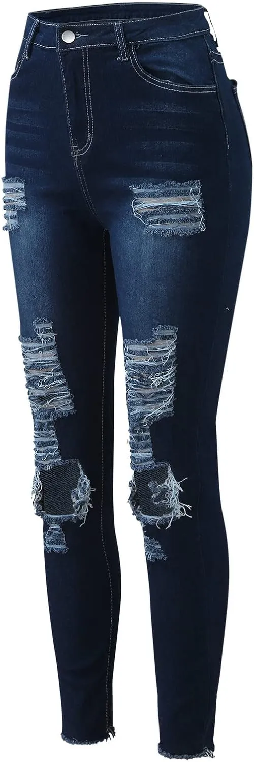 Womens Skinny Jeans Stretchy Mid Rise Jean Pants Curvy Cowboy Pants Vintage Club Outfits with Pockets
