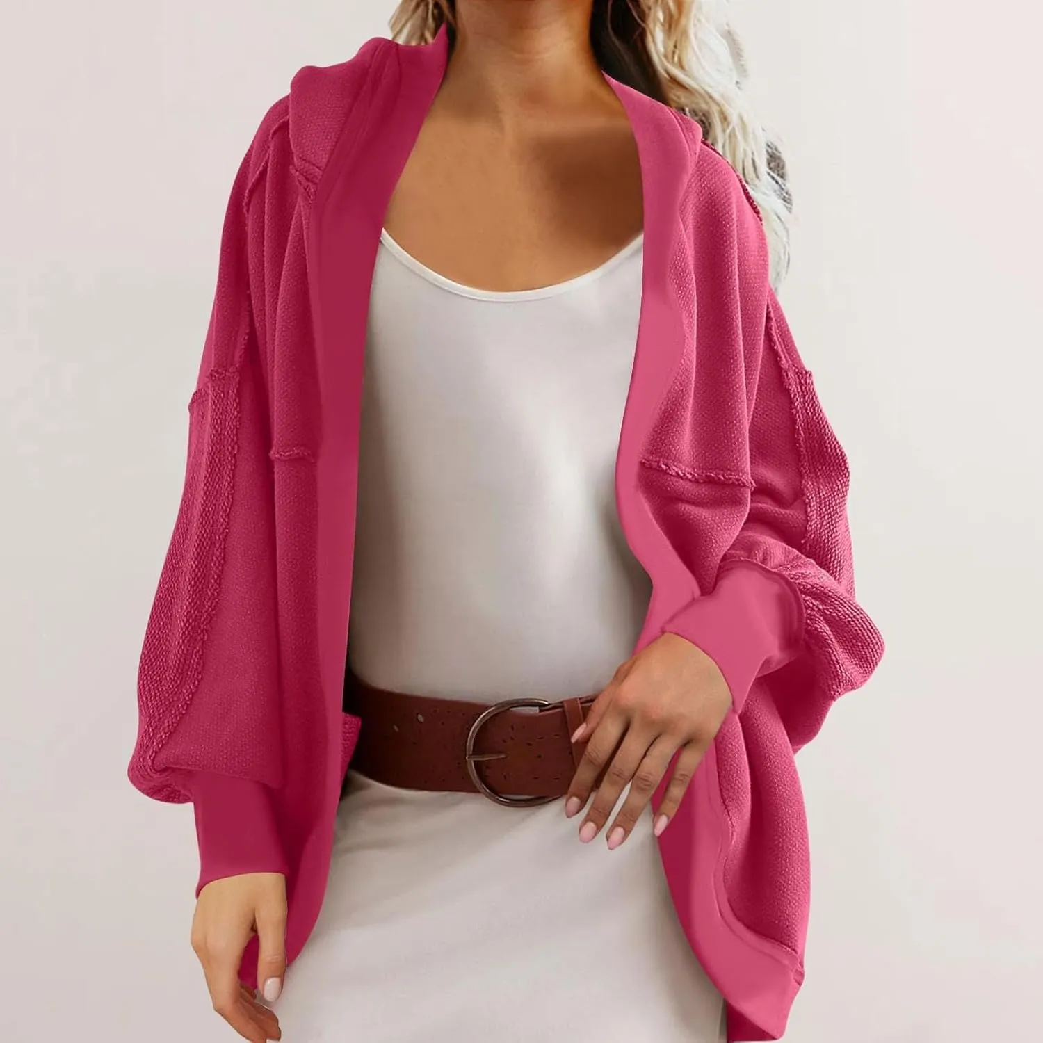 Women's Sweatshirt Cardigan Oversized Long Sleeve Open Front Hooded Jackets Cozy Coats