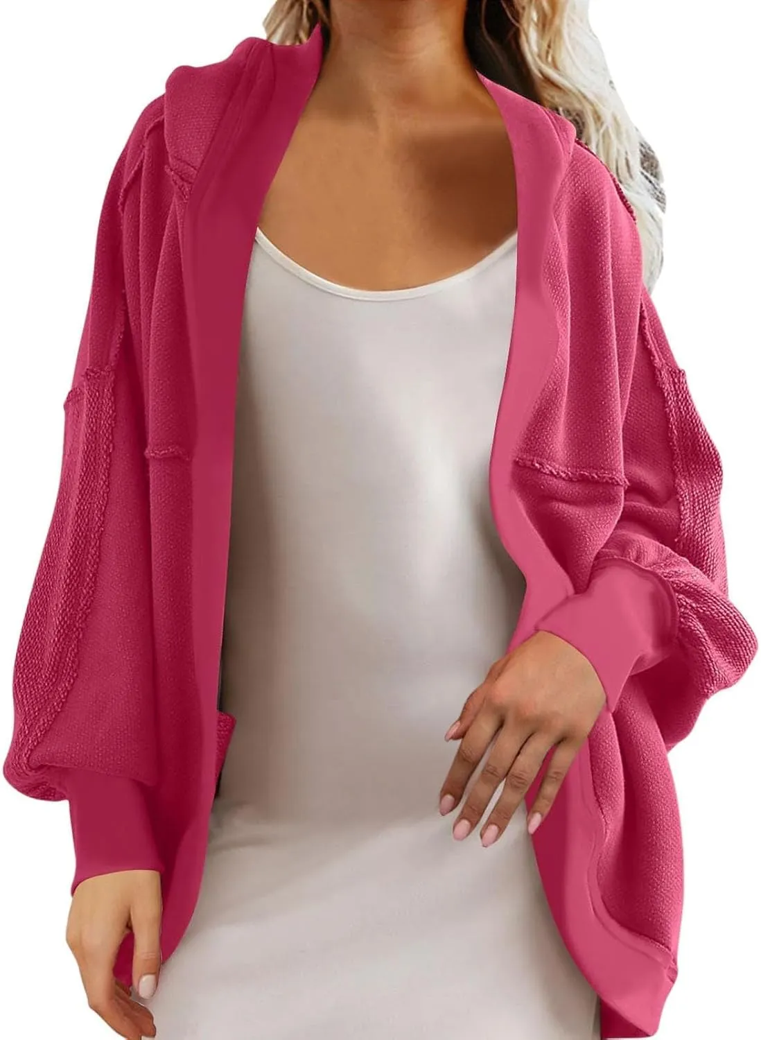 Women's Sweatshirt Cardigan Oversized Long Sleeve Open Front Hooded Jackets Cozy Coats