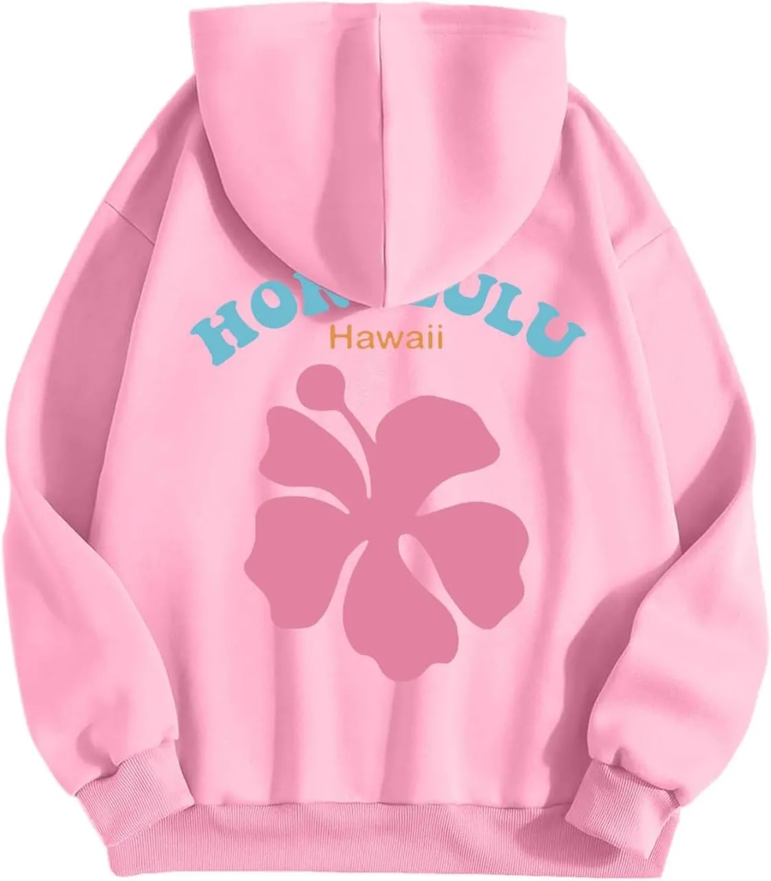 Womens Sweatshirt Graphic Hoodies Letter Print Casual Long Sleeve Drawstring Pullover Tops with Pocket, Medium