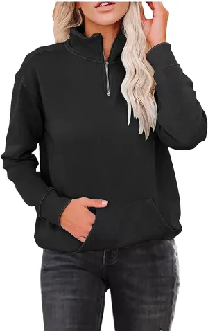 Womens Sweatshirts Cropped Pullover Fleece Quarter Zipper Hoodies Fall outfits Half Zip Clothes