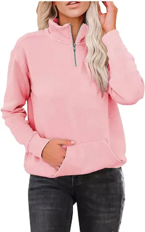 Womens Sweatshirts Cropped Pullover Fleece Quarter Zipper Hoodies Fall outfits Half Zip Clothes
