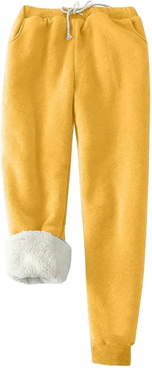 Women's Winter Warm Fleece Joggers Pants Thicken Sherpa Lined Athletic Active Sweatpants with Pockets Fashion Outfits