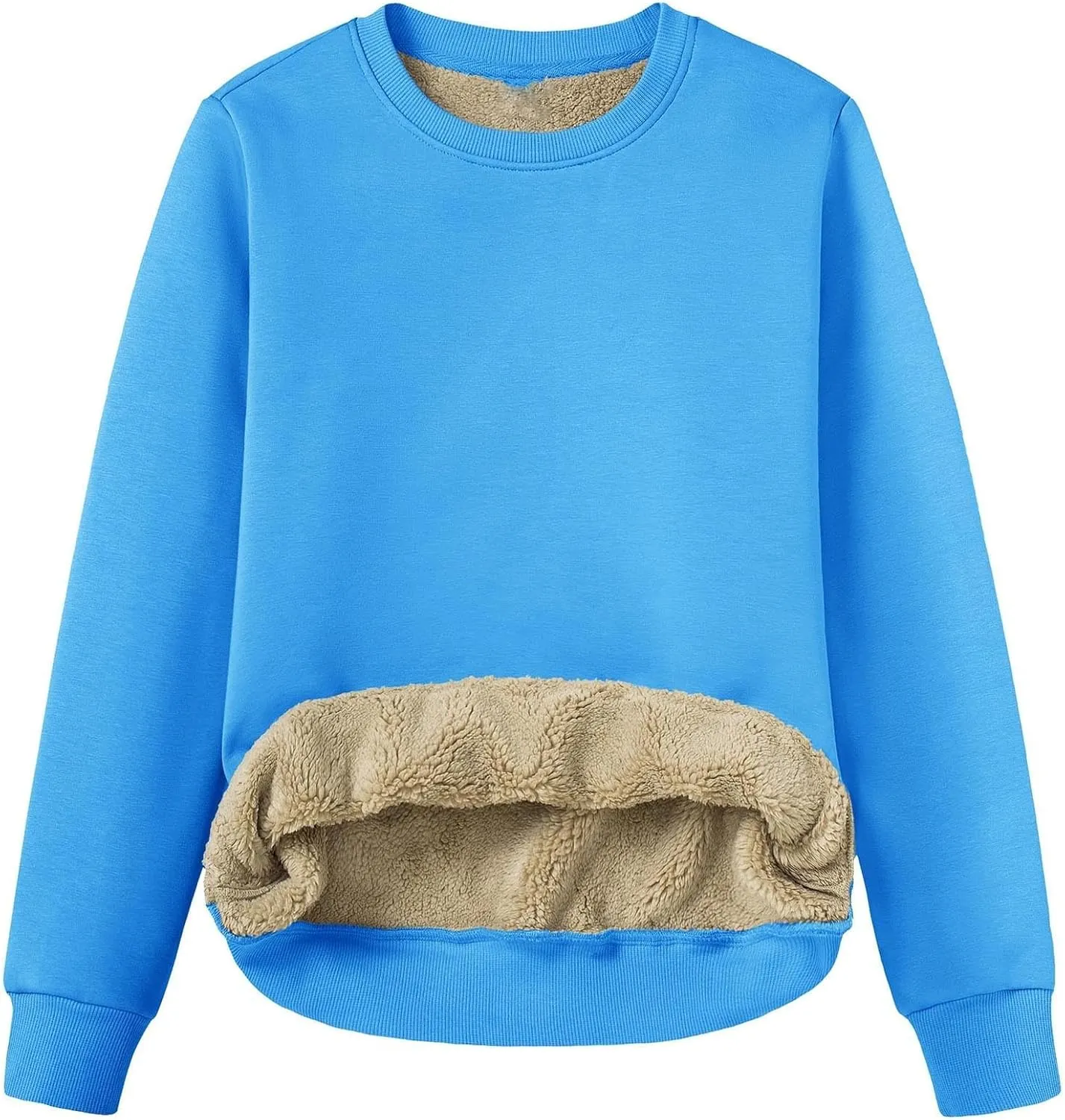 Womens Winter Warm Fleece Sherpa Lined Sweatshirts Casual Crewneck Long Sleeve Pullover Sweatshirt Clothes Tops