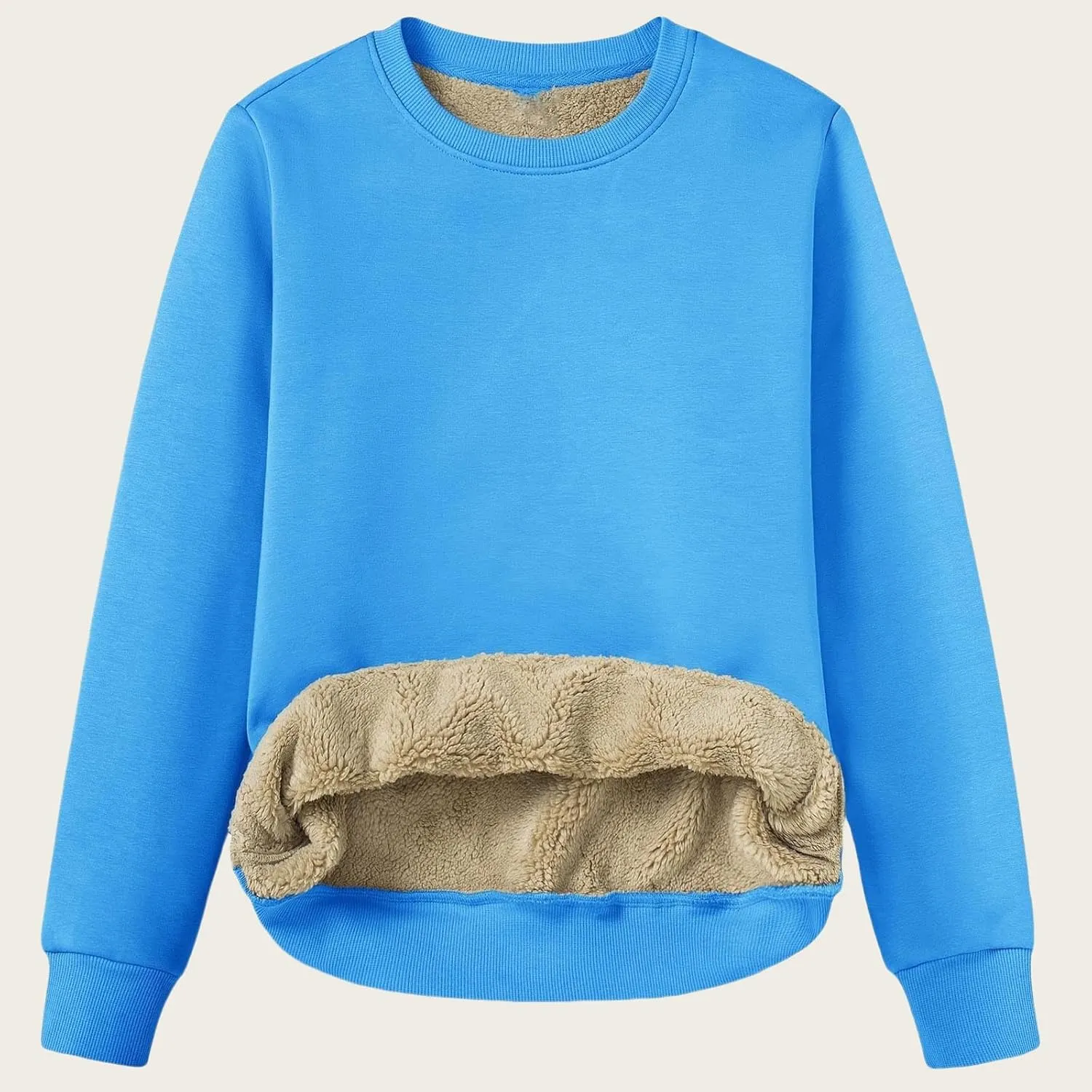 Womens Winter Warm Fleece Sherpa Lined Sweatshirts Casual Crewneck Long Sleeve Pullover Sweatshirt Clothes Tops