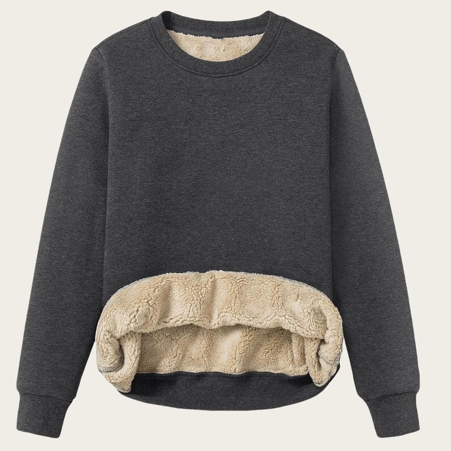 Womens Winter Warm Fleece Sherpa Lined Sweatshirts Casual Crewneck Long Sleeve Pullover Sweatshirt Clothes Tops