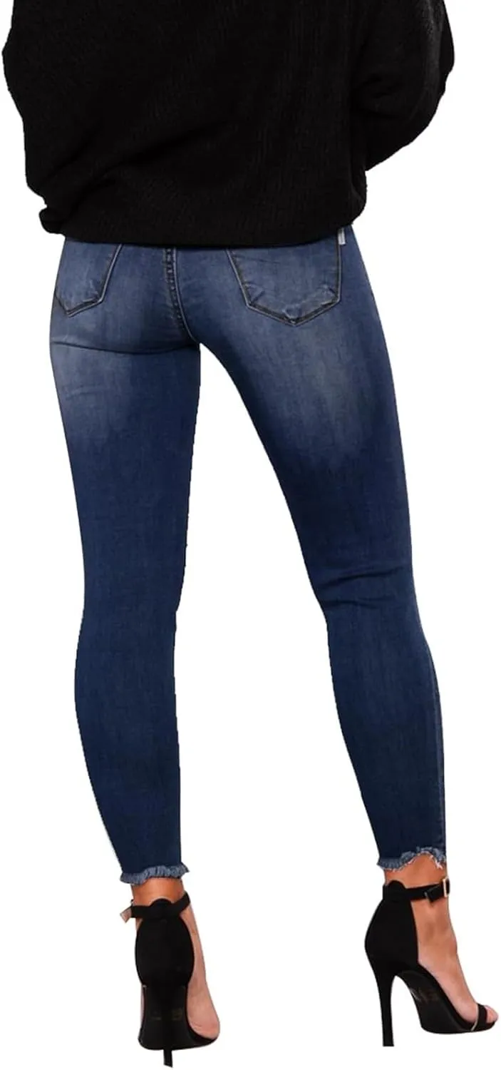 Women's Work Jeans - Trendy Stretchy Retro Wash Old High Waisted Pull On Jeggings Loose Straight Leg Cute Jeans
