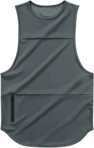 Xiaojmake Men's Athletic Tank Tops Zipper Pocket Sportswear Fitness Boxing Jersey Sleeveless Workout Sports Muscle Tee Shirt