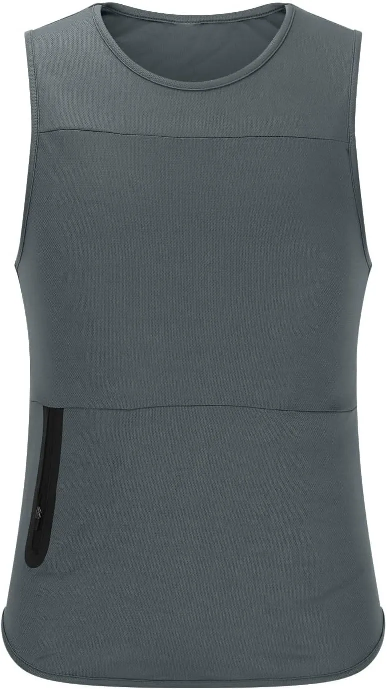 Xiaojmake Men's Athletic Tank Tops Zipper Pocket Sportswear Fitness Boxing Jersey Sleeveless Workout Sports Muscle Tee Shirt