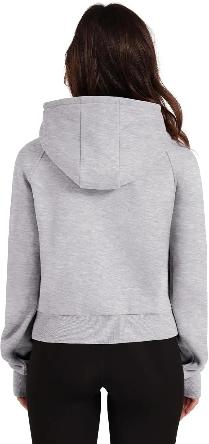 XIEERDUO Womens Zip Up Hoodie Cropped Sweatshirts Thumb Hole Fleece Jackets