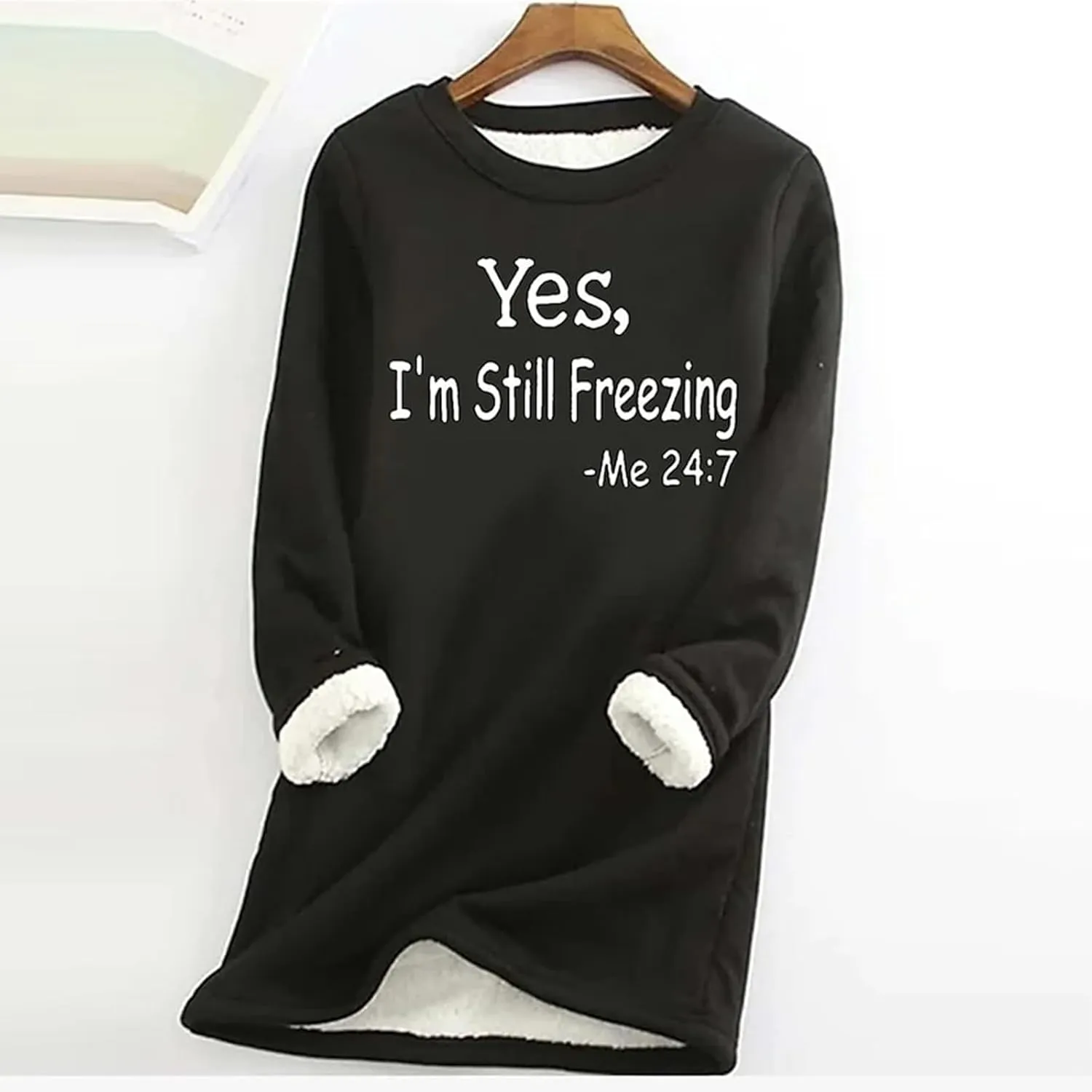 Yes Im Still Freezing Womens Trendy Sweatshirts Fleece Sherpa Lined Tops Warm Winter Pullover Shirts Loungewear 2024