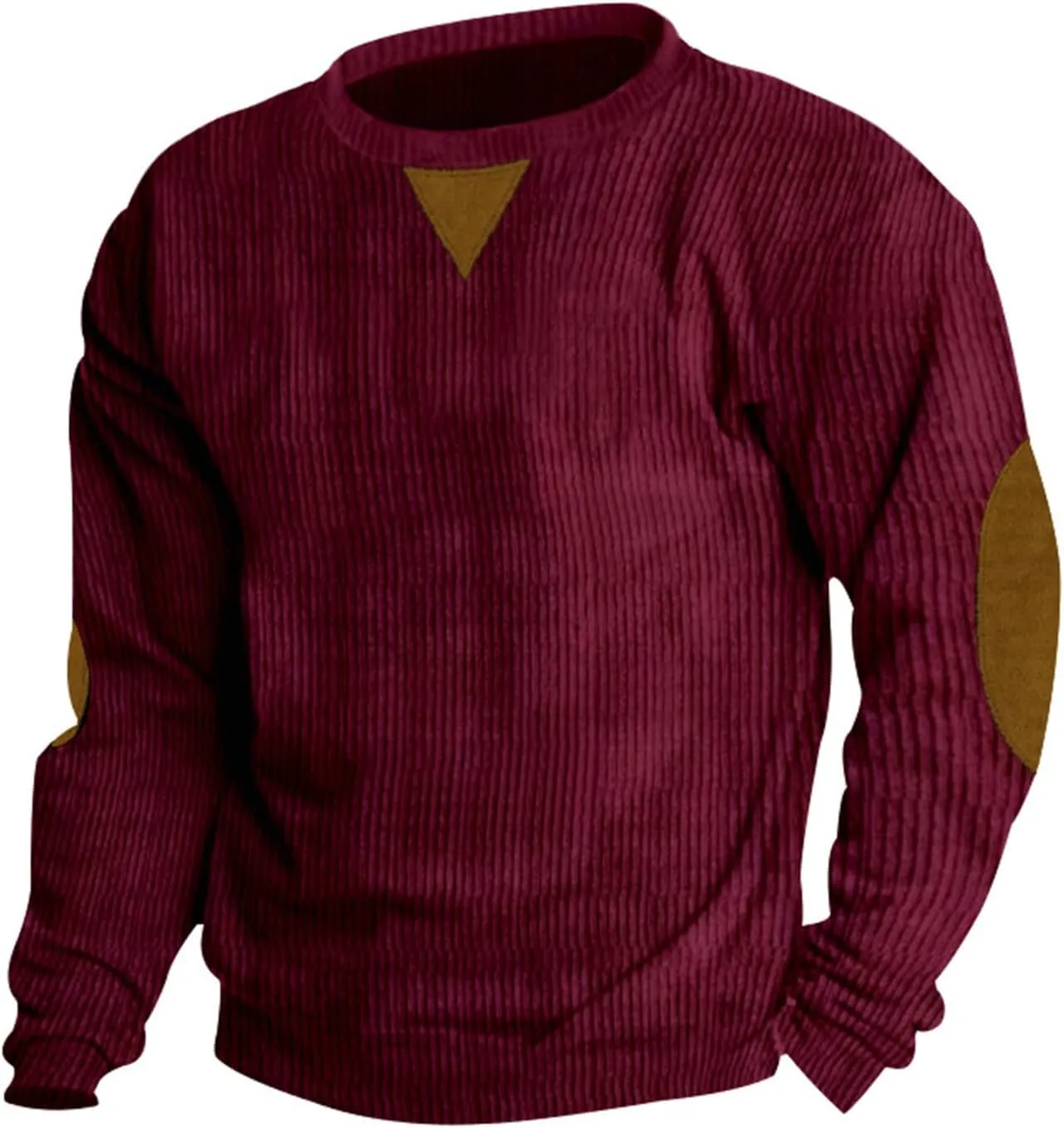 Ymosrh Men's Casual Crewneck Sweatshirts Long Sleeve Corduroy Pullover Tops Workout Sweaters Sports Sweat Shirts, S-3XL