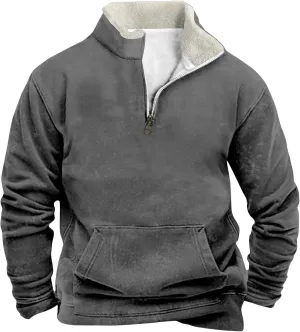 Ymosrh Men's Outdoor Work Sweatshirts Quarter Zip Sweater Pullover Long Sleeve Fleece Athletic Workout Golf Sweatshirt, M-5XL
